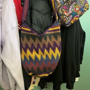 Vibrant Chevron Knit Shoulder Bag